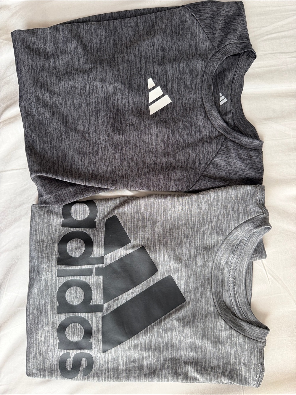 adidas Heather Gray and Charcoal Logo Active Tees - 2-Pack